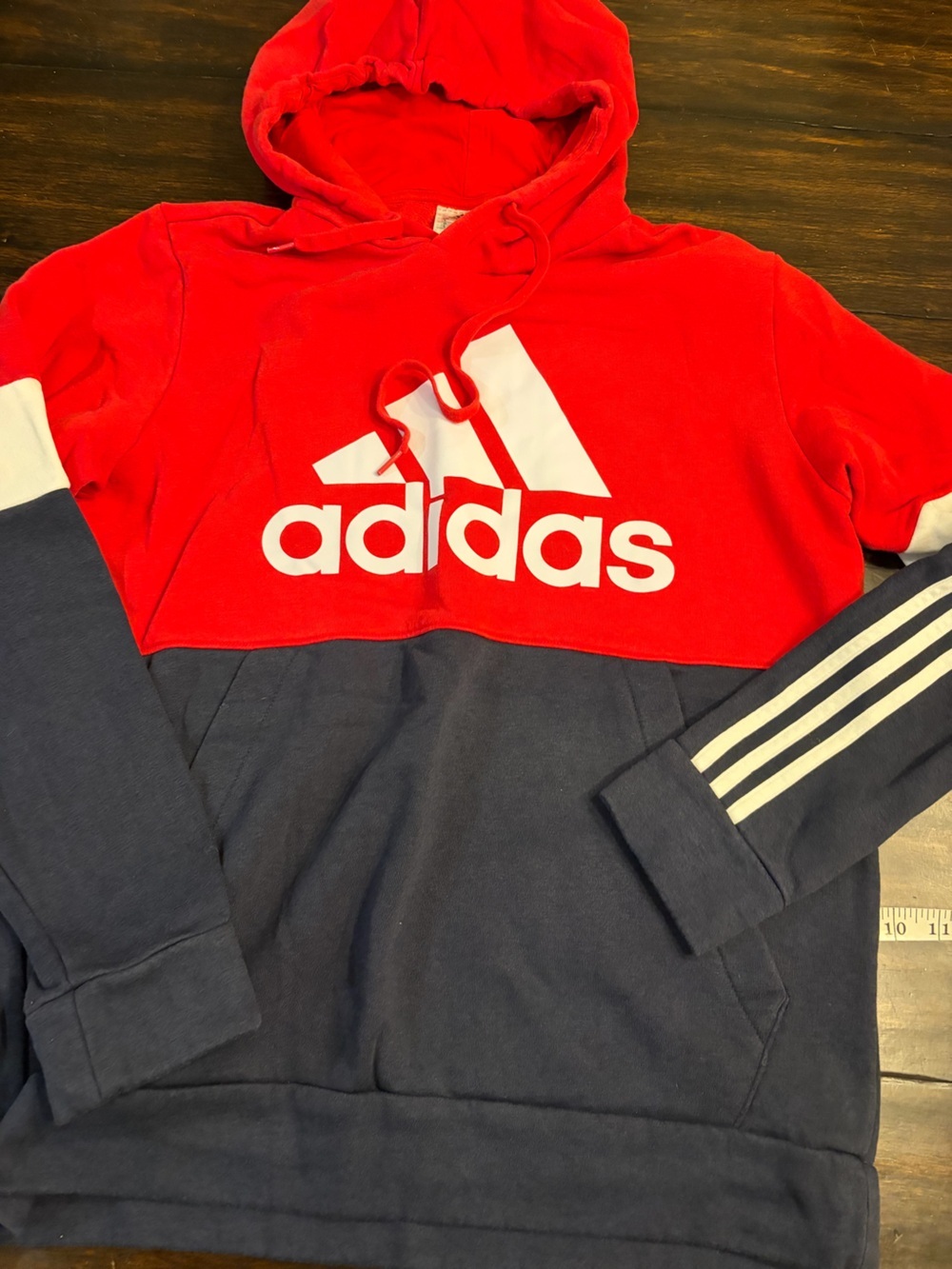 adidas Red and black Colorblock Hoodie with White Logo size large